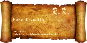 Reke Klaudia névjegykártya